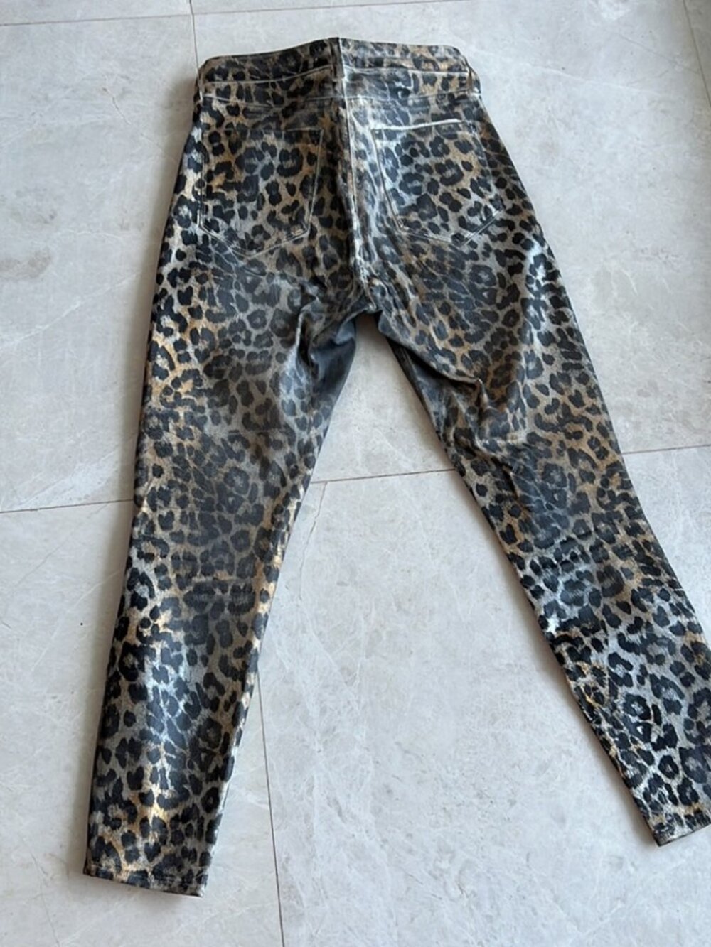 L'Agence Margot High Rise Skinny Jeans 28 Gold Leopard Foil